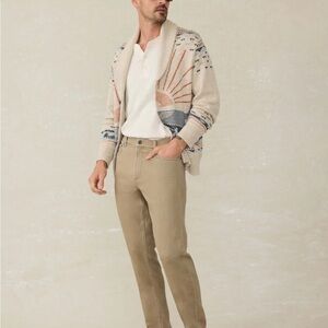 Faherty Stretch Terry 5-Pocket Pant in Desert Khaki - Size 36, 32” inseam
